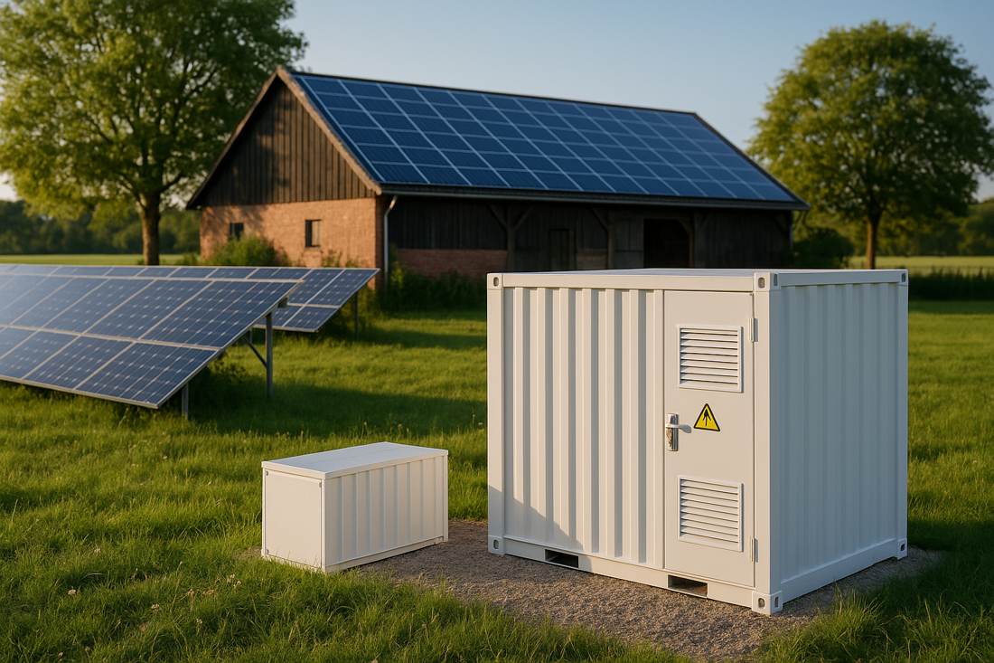 Ruraal bedrijf met BESS en zonnedak